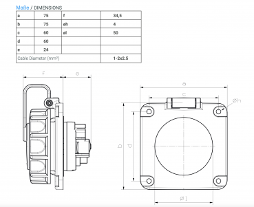 Preview: Schutzkontakt Anbausteckdose IP68 Druckwasserdicht